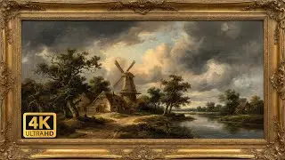 1700s Dutch Landscape: Atmospheric Windmill & Moody Sky for Frame TV (4K)