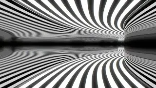 Trippy Psychedelic Black White Striped Mirror Optical Illusion Tunnel 4K VJ Loop Moving Background