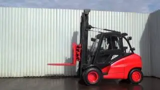 LINDE 5000KGS DIESEL USED FORKLIFT TRUCK WITH SIDESHIFTING FORK POISITIONER