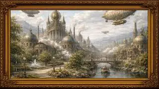 A Steampunk City at Rest | 12-Hour Photo Frame TV Background