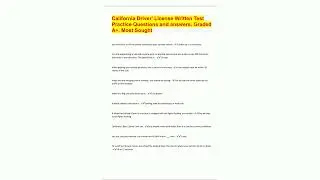 California Driver License Written Test Practice Questions and answers Graded A Most Sought19