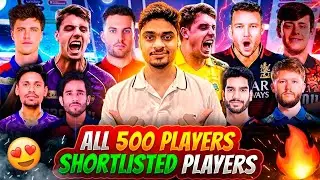 IPL Auction 2026 🔥 ALL 500 Shortlisted Players | CSK, RCB, MI, SRH, KKR,  RR, DC, LSG, GT, PBKS