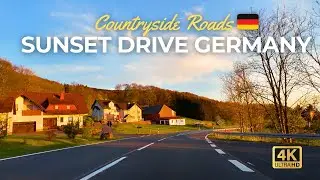 Закатная поездка в Германии: Вассеркуппе, 4K Экскурсия по Дорогам Сельской Местности во время заката