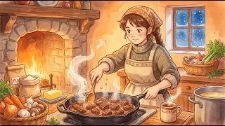 Slow Cooking in a French Stone Cottage: Beef Bourguignon | Ghibli Style Winter Vibes