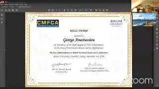 ZOOM VIDEO ANASTASSIOU AWARD ISTANBUL 12 4 2020   1ST ONLINE WORLD CONFERENCE ON FRACTIONAL CALCULUS