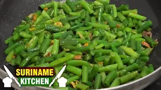 Snelle Eenvoudige Surinaamse Bevroren Kouseband Recept | Quick Simple Surinamese Garter Green Beans
