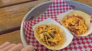 Delicious brisket egg taco and bacon egg taco only at rustys taco 