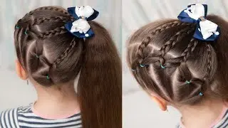 ЛЕГКАЯ прическа с КОСИЧКАМИ и РЕЗИНКАМИ. Простая прическа для девочек | PIGTAILS and ELASTICS