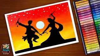 Navratri Drawing with Oil Pastels | Durga Maa  Festival Art Tutorial #navratridrawing #oilpastel