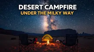 Desert Campfire Under the Milky Way 🌌 | Calm Night Ambience for Relaxation & Sleep