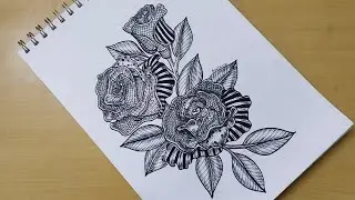 How to draw Mandala art of rose flower | World Rose day | Zentangle art | Doodle art | Easy drawing
