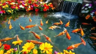Heavenly Pond View! Colorful Fish & Waterfall Garden Magic 🌿💦