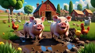 Two Happy Pigs Splash in Mud | Fun Animal Song for Kids | Preschool Rhymes & Toddler Learning