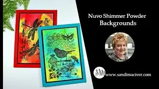 Nuvo shimmer Powder Background and Woodware Bird On a Branch Stamp