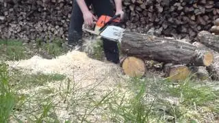 Stihl 034 Super mit 50cm Schwert und Stihl Vollmei&szlig;elkette im L&auml;ngsschnitt
