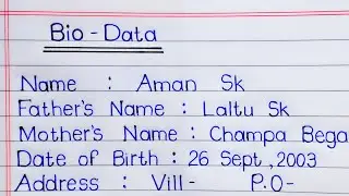 Bio Data Kaise Banaye | Resume kaise banaye | Bio Data kaise likhe | How to make bio data | 
