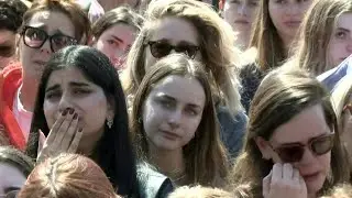 Israelis mourn in Tel Aviv's Hostages Square during Bibas funeral | AFP
