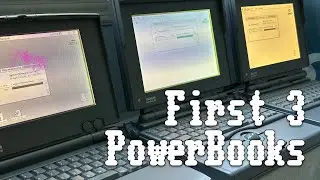Apple's first 3 PowerBooks- 100, 140 & 170, startup and demonstration