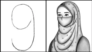 How to draw a hijab girl from 9 || step by step full tutorial for beginners #trending #viral #sketch