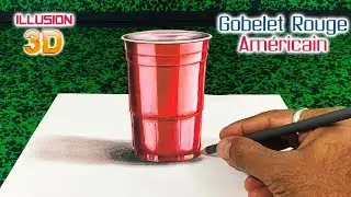 Illusion 3D || Apprendre à dessiner un Gobelet Rouge Américain en 3D || RIM RIM ARTS Français