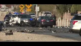 Vegas PD: 4-vehicle crash critically injures person, closes portion of Warm Springs Road
