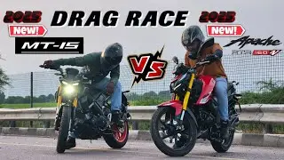 2025 apache RTR 160 4v VS 2025 Yamaha mt-15 🔥||drag race 💥||shocking results 🤯||