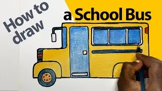 How to draw and Color a Yellow School Bus for beginners | Draw with me. #drawingrocket