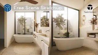 Tutorial  Sketchup & Twinmotion 2022 Path Tracing Simple Rendering  I Free Scene Interior Bathroom.