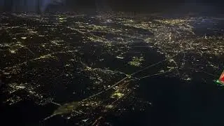 An nighttime aerial view of Dallas/Fort Worth