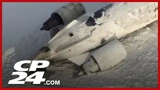 Aerial view of the plane crash from the CTV News chopper over the scene