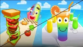 ★SANDWICH RUNNER/vs JUICE RUN&permil;ASMR GAMEPLAY Android iOS ★Number Math Games