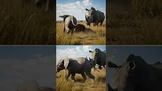 Rhino Launches Lion to Save Baby Elephant! Unbelievable Wildlife Rescue #wildlife #nature #animals