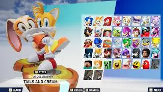 Tails is holding Cream his hands in Sonic Racing Crossworlds!