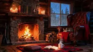 Cozy Cabin Ambience - Rainy Night Fireplace for Sleeping Ambience