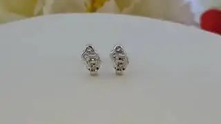 3 Stone Diamond Stud Earrings in White Gold Live Video   E13304 KW