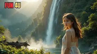 Whispers of the Valley: A Girl by the Waterfall.