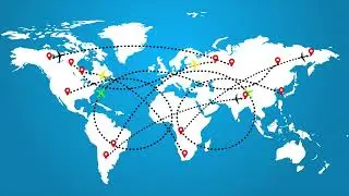 world map and plane animation plane flying online world