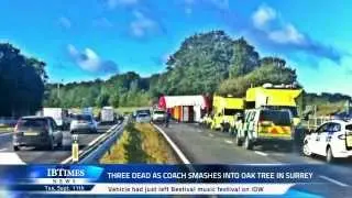 Three dead as coach smashes into oak tree in Surrey