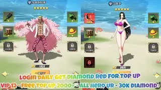 One Piece Idle Vertical Private Server - VIP12 - Free Top up 2000&yen; - All Hero UR - 30K Diamond