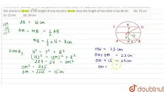 In a circle\nof radious 17\ncm, two parallel chords are drawn on opposite side of a diameter. Th...