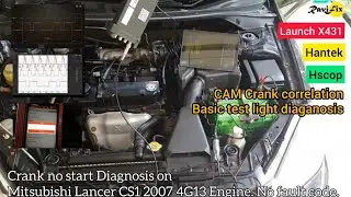 Crank no start Diagnosis on Mitsubishi Lancer CS1 2007 4G13 Engine. Scope CAM Crank sensor Signal.