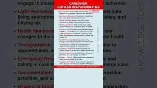 Caregiver Training - Caregiver Duties and Responsibilities