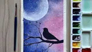 Easy Watercolor Painting - Sunset Bird | Paint with David