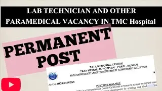 TMC vacancy 2025 | lab technician vacancy |Paramedical vacancy 2025 