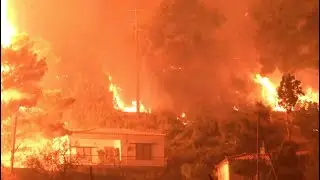 Evia Fire Enters the Town of Limni