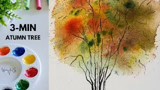 3-Min Loose Watercolor Autumn Tree | Easy Beginner Tutorial