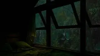 Cozy Stormy Night on a Open Window | Rain on the Window & Low Rumbling Thunder Ambience😴Relax, Sleep