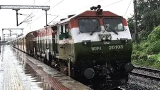 Tiranga on Rails 🇮🇳 | 20103 TKD Tri-Colour WDP-4 Departs Kelve Road with 09654 BDTS&ndash;AII Special
