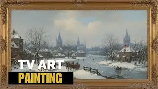 4K Winter Landscape ❄️ Old Nevada City with Ice River | TV as a Decorative Painting