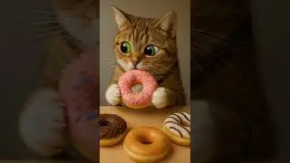 Eli the cat - Eating donut.